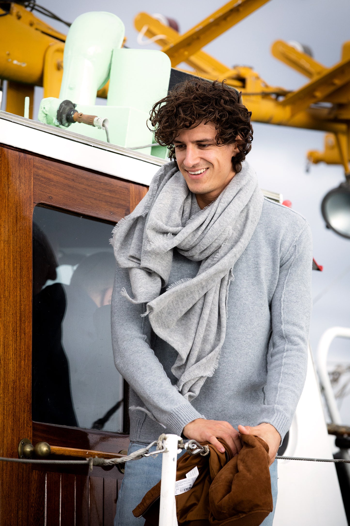 Premium Cashmere Schal sport grey oversized (60 cm x 190 cm)