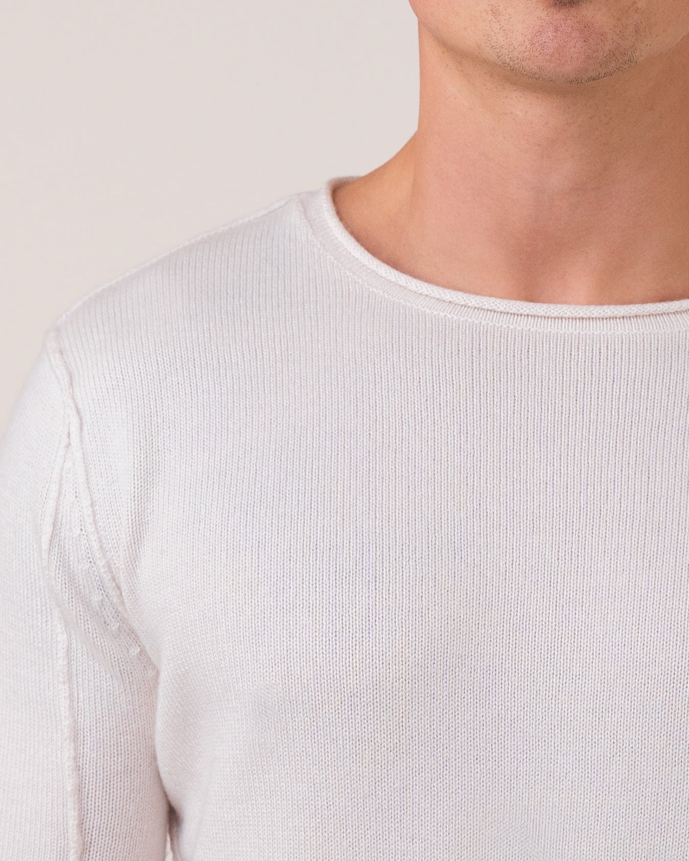 Premium Rundhalspullover Creme