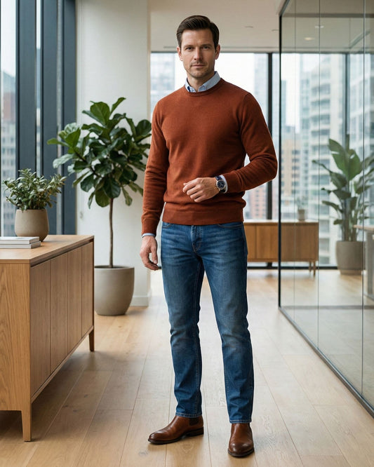 Essentials Rundhals Ziegelrot