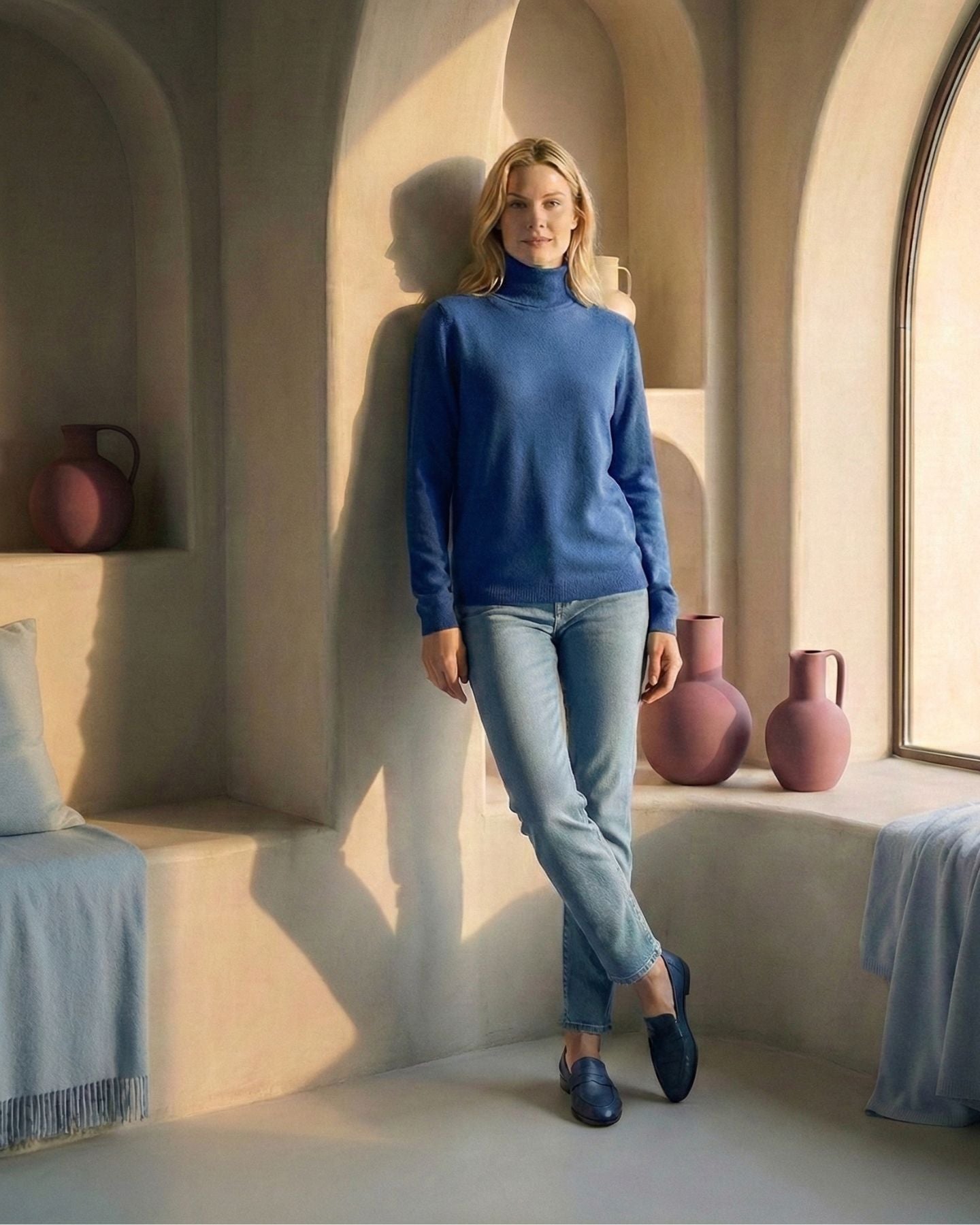 Essentials Rollkragen Azurblau