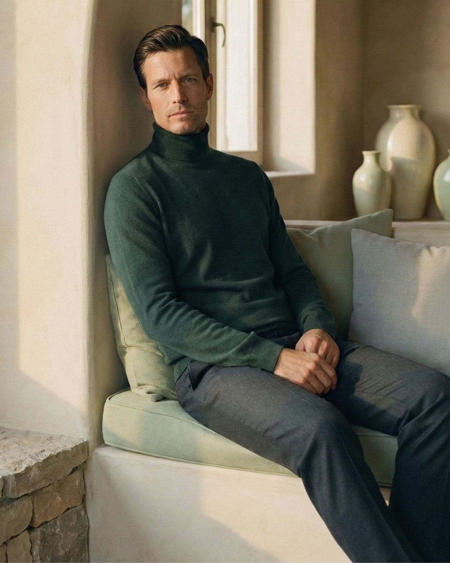 Essentials Rollkragen Moosgrün