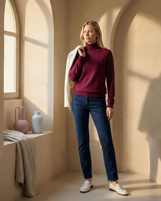 Essentials Rollkragen Weinrot