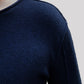 Kaschmir Premium Rundhals in Marineblau Strickmuster