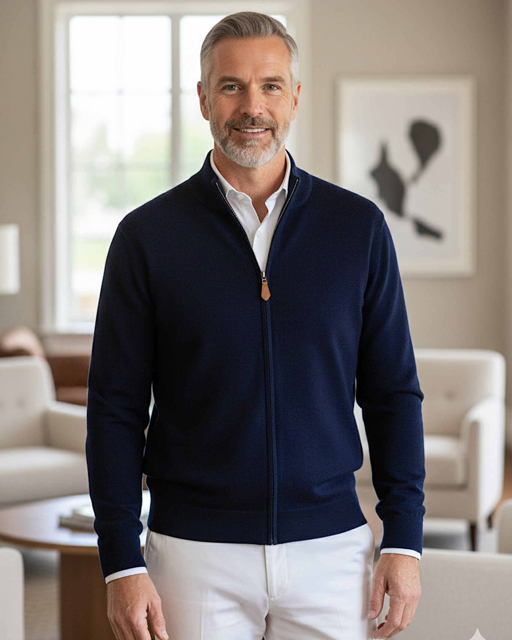 Kaschmir Zipper in Marineblau