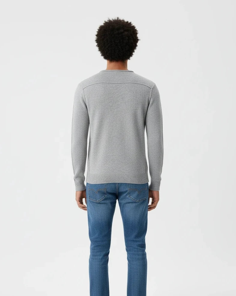 Kaschmir Premium Rundhals Grau Hinten