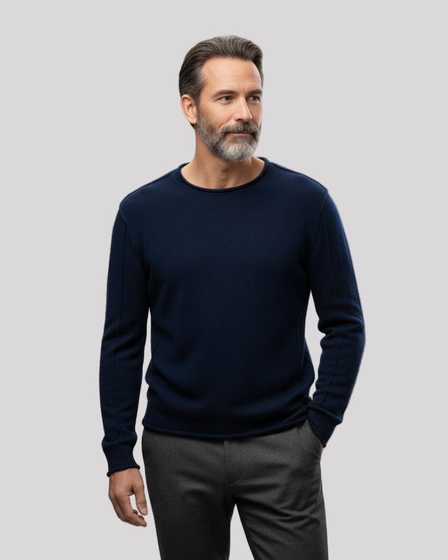Kaschmir Premium Rundhals in Marineblau
