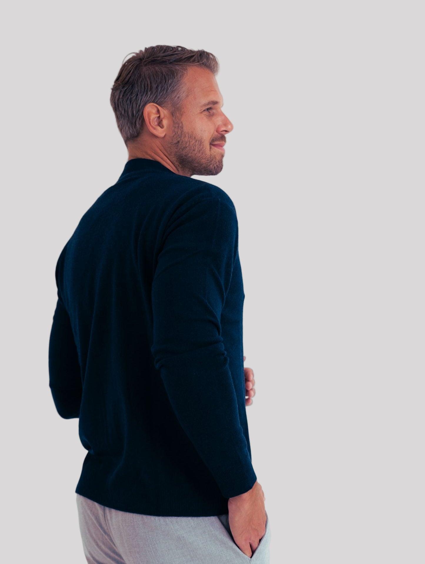 Strickjacke mit Reißverschluss Marineblau