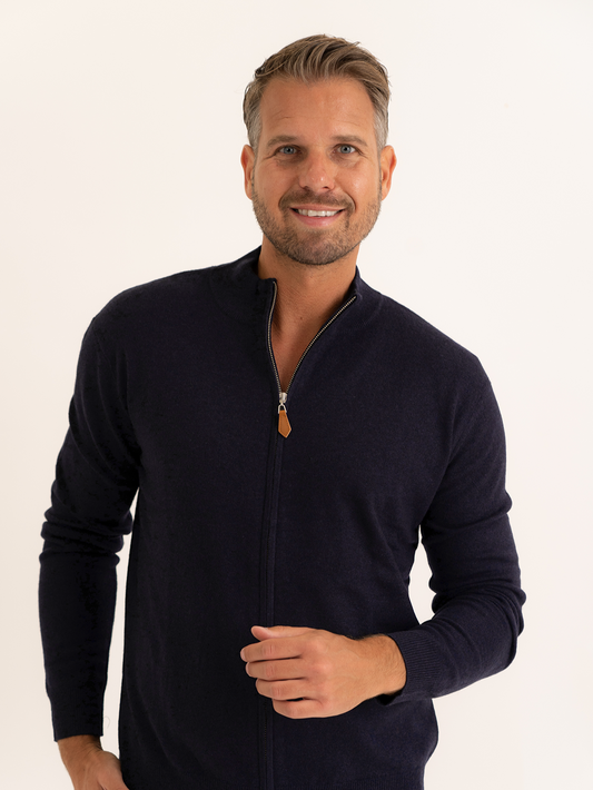 Strickjacke mit Reißverschluss Marineblau
