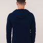 Herren Kaschmir Hoodie in Marineblau mit athletischer Passform – Rückenansicht und Kapuze – Cashmere Brothers