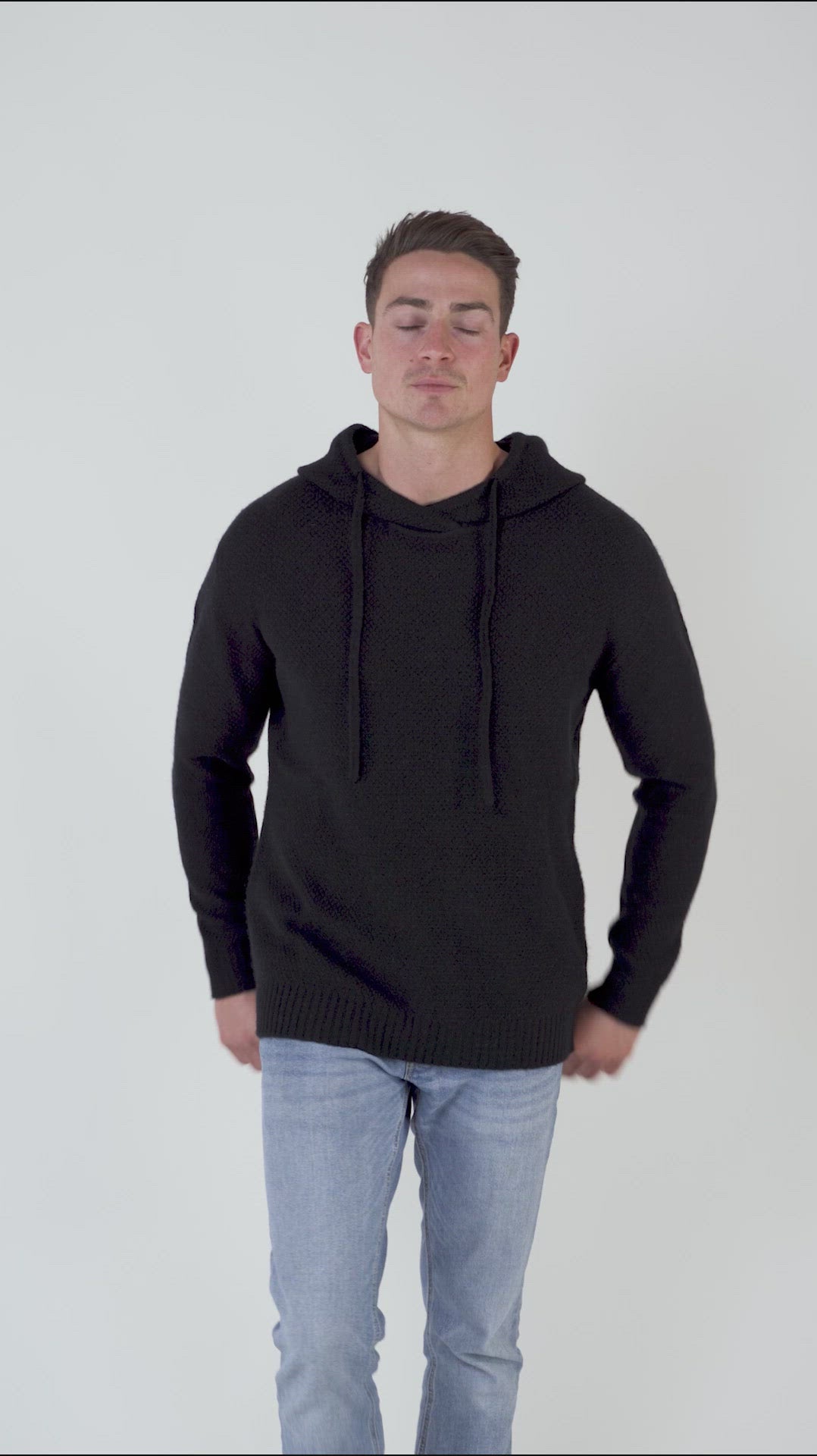 Lockerer Kapuzenpullover Schwarz