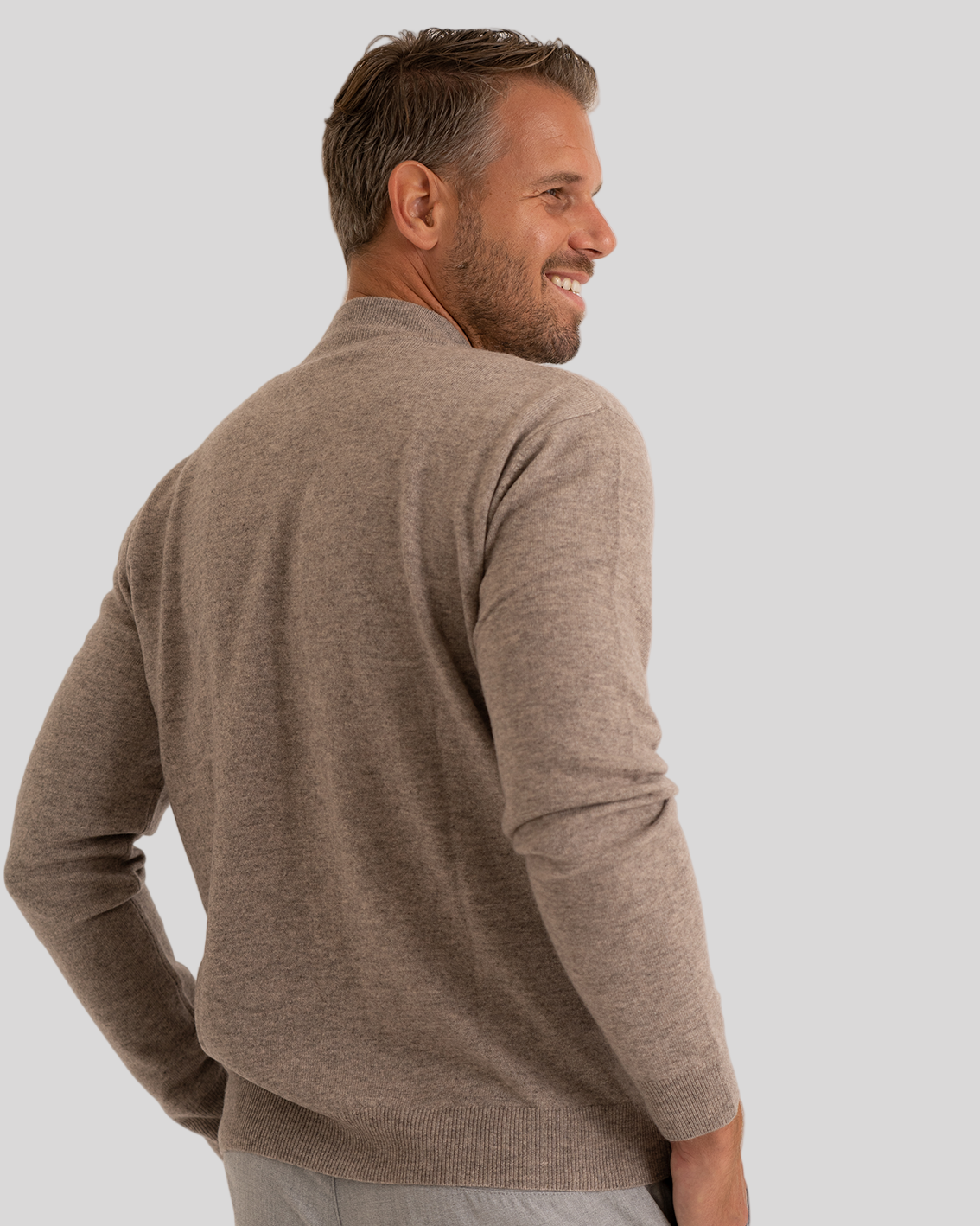 Strickjacke mit Reißverschluss Taupe